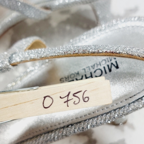 NEW Michael Kors Silver Slip On Buckle Slingback Summer Heeled Sandals O756 - Picture 13 of 13